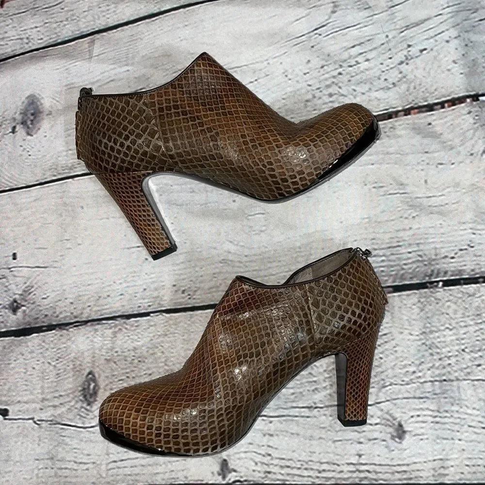 Brown Devi Kroell Snakeskin Booties - Picture 3 of 12